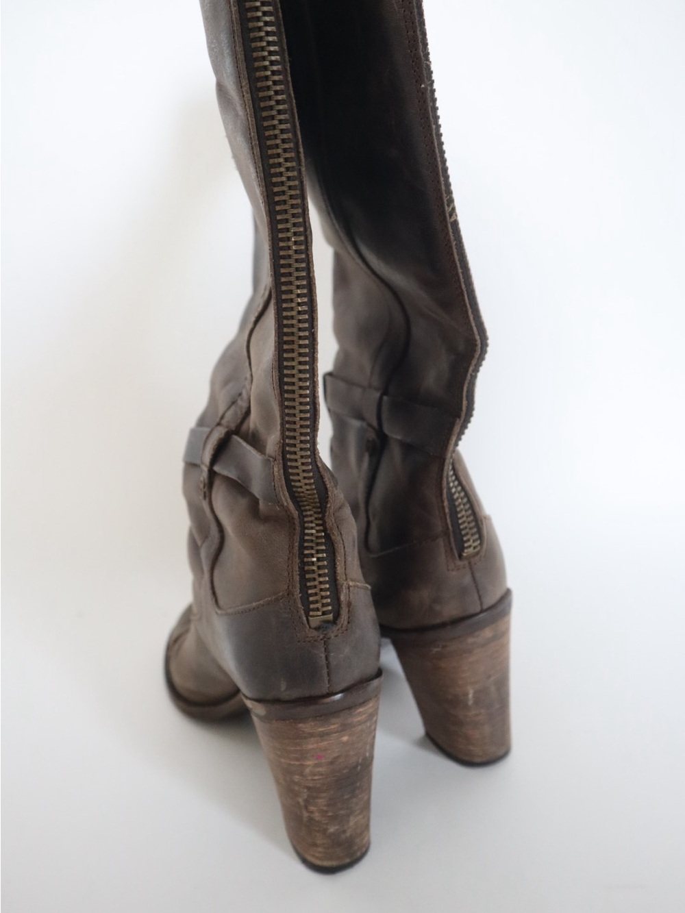 Charles David Distressed Dark Brown Mid-Calf Heeled Boots - Picture 5 of 5